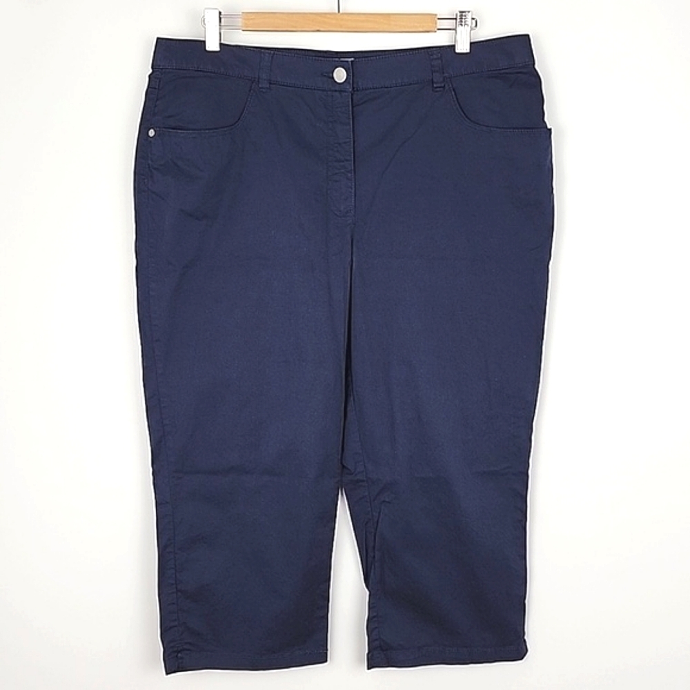 ⭐️3/ $30⭐️ DKR & Co. Women's Navy Blue Cotton Lightweight Stretch Capris Size 14